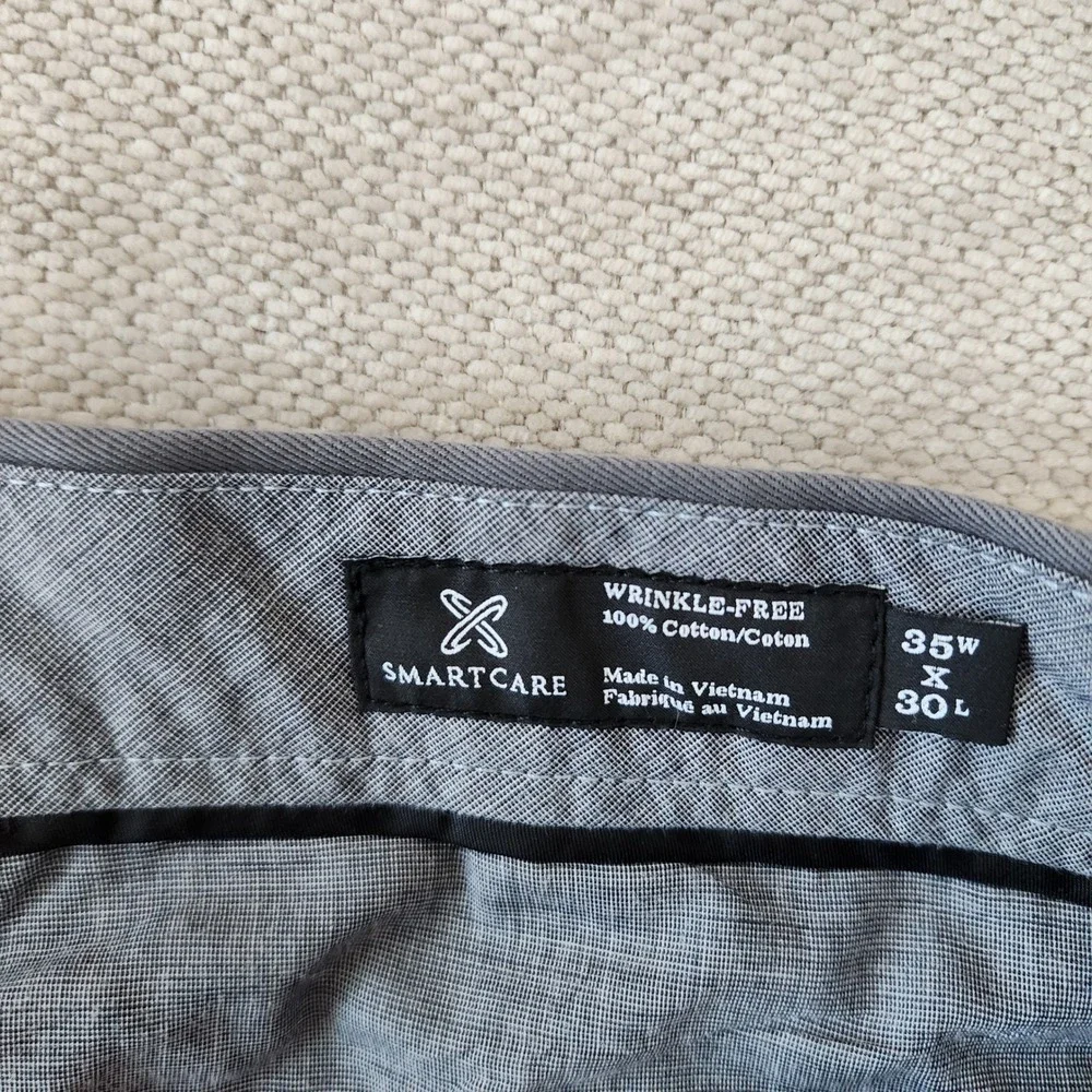 Nordstrom Mens 35x30 Cotton Shop Classics Smartcare Gray Pleated Dress Pants